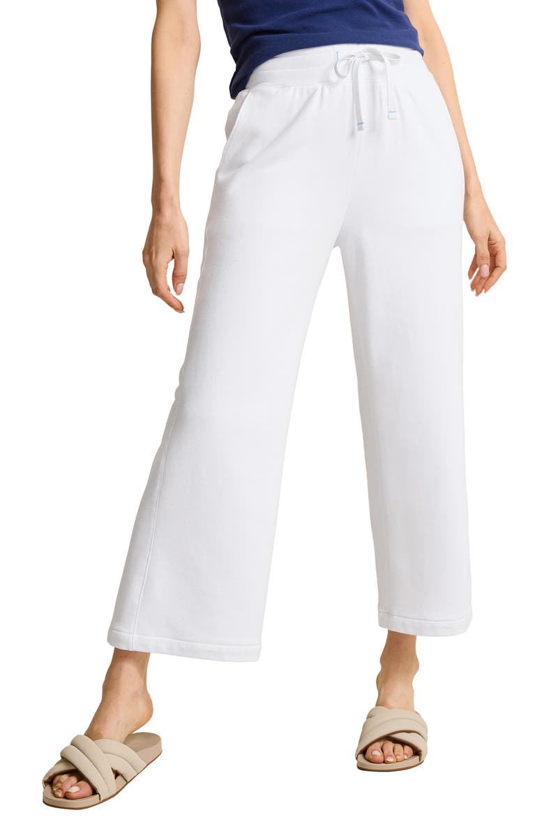 Marina del Mar Cotton Fleece Crop Sweatpants, Main, color, WHITE