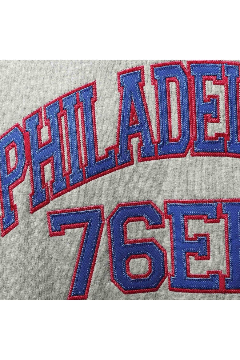 Men's Mitchell & Ness Heathered Gray Philadelphia 76ers Hardwood Classics Big & Tall Throwback Pullover Hoodie, Alternate, color, Heather Gray