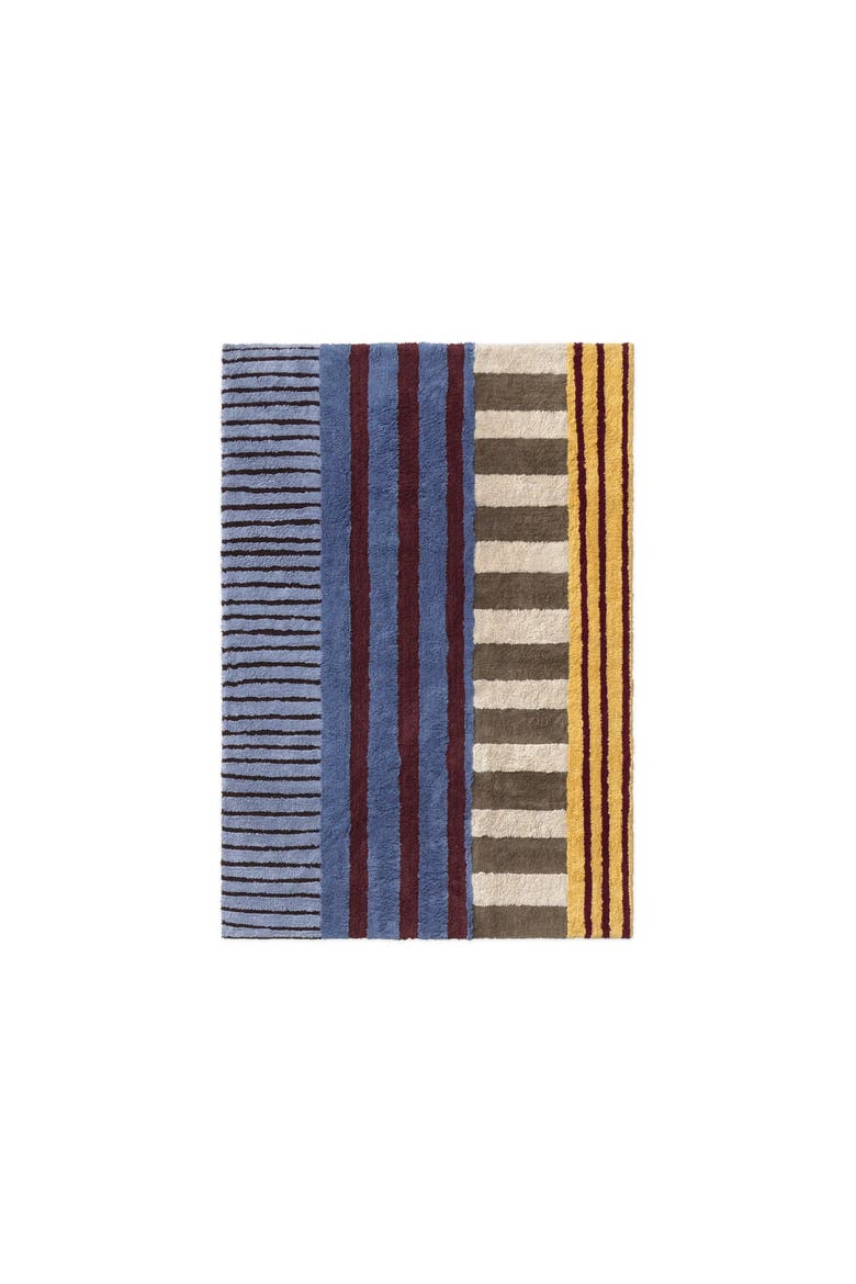 Washable Rug Color On Indigo Blue, Alternate, color, Blue, Burgundy, Honey, Natural