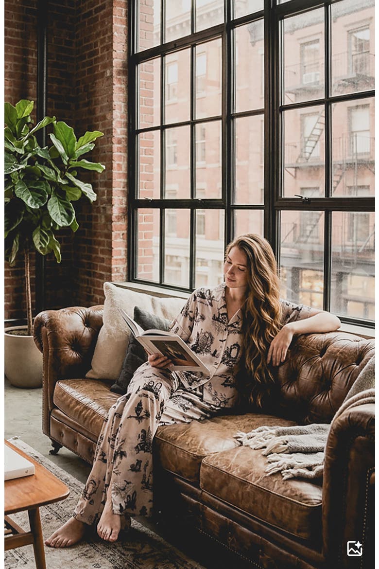 Erie Toile Satin Pajamas, Alternate, color, ERIE TOILE
