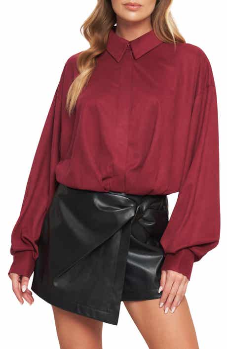 Faux Suede Balloon Sleeve Shirt