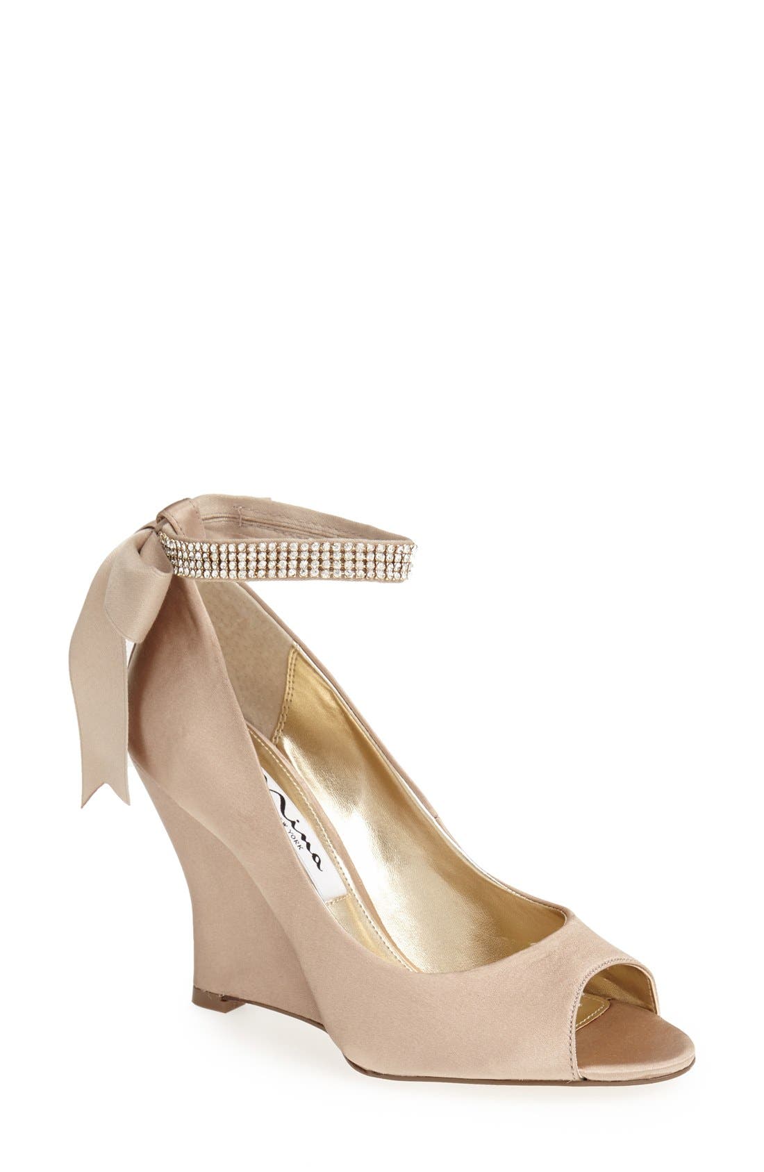 Nina 'Emma' Crystal Embellished Ankle Strap Pump, Main, color, 