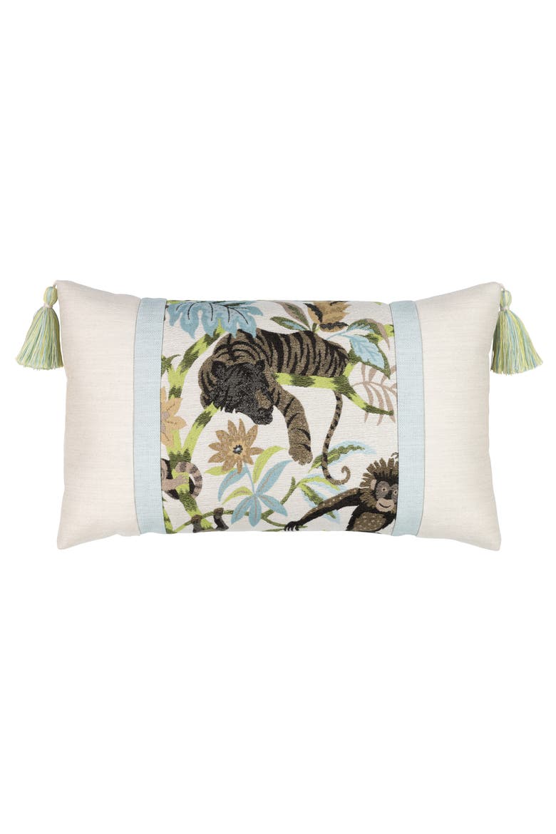 Monteverde Panelled With Tassels Indoor & Outdoor Woven Accent Pillow, Main, color, Multi