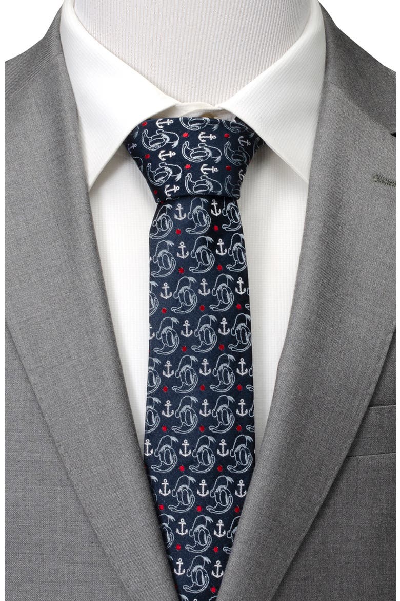 Donald Duck Anchor Silk Tie, Alternate, color, NAVY