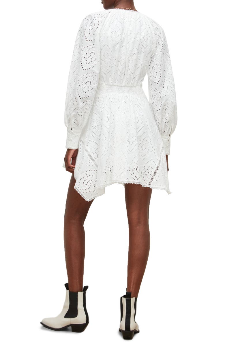 AllSaints Irina Long Sleeve Cotton Broderie Dress, Alternate, color, 