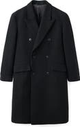 MANGO Long Double Breasted Wool Blend Coat