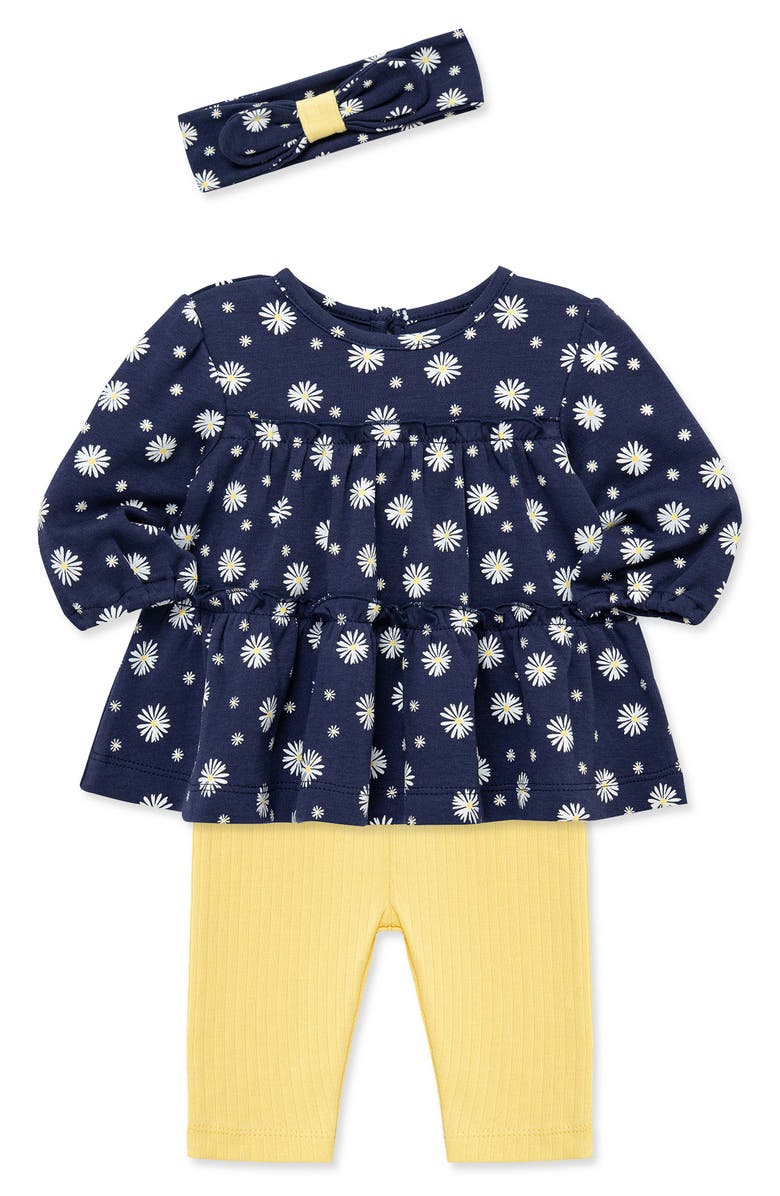 Little Me Daisies Tunic & Pants Set, Alternate, color, Blue