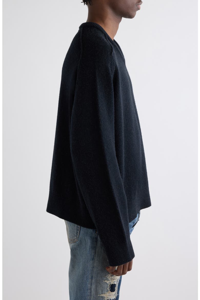 Kaymel Camel Hair V-Neck Sweater, Alternate, color, BLACK