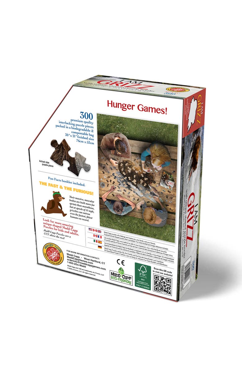 Madd Capp I Am Grizz 300 Piece Animal Shaped Puzzle, Fun Fact Booklet, Alternate, color, Multicolored