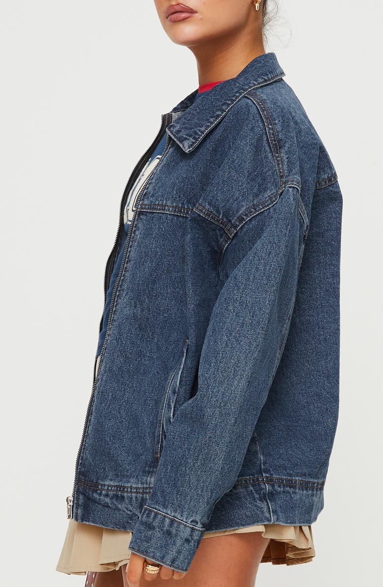 Princess Polly Goldsmith Denim Bomber Jacket, Alternate, color, Blue