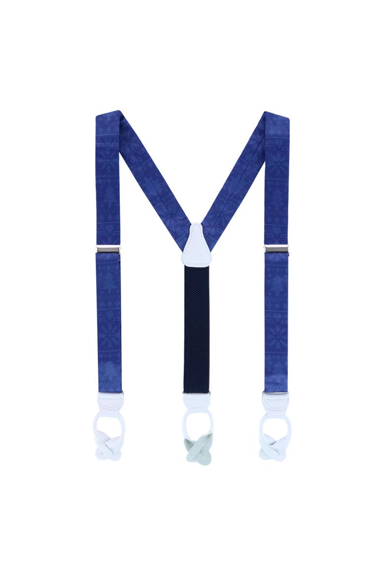Ugly Christmas Sweater Navy Blue Silk Button End Suspenders, Alternate, color, Navy