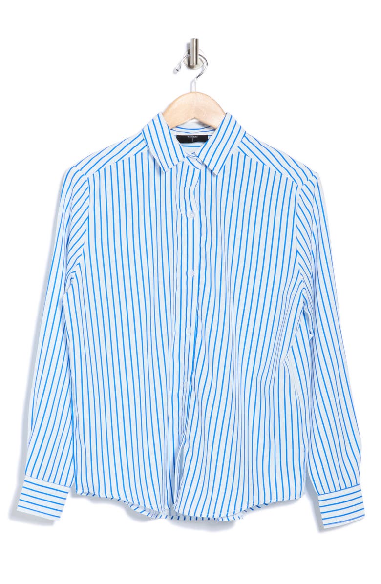 T Tahari Stripe Long Sleeve Button-Up Shirt, Alternate, color, White/ Blue