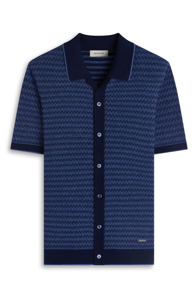 Bugatchi Short Sleeve Cardigan, Alternate, color, Navy