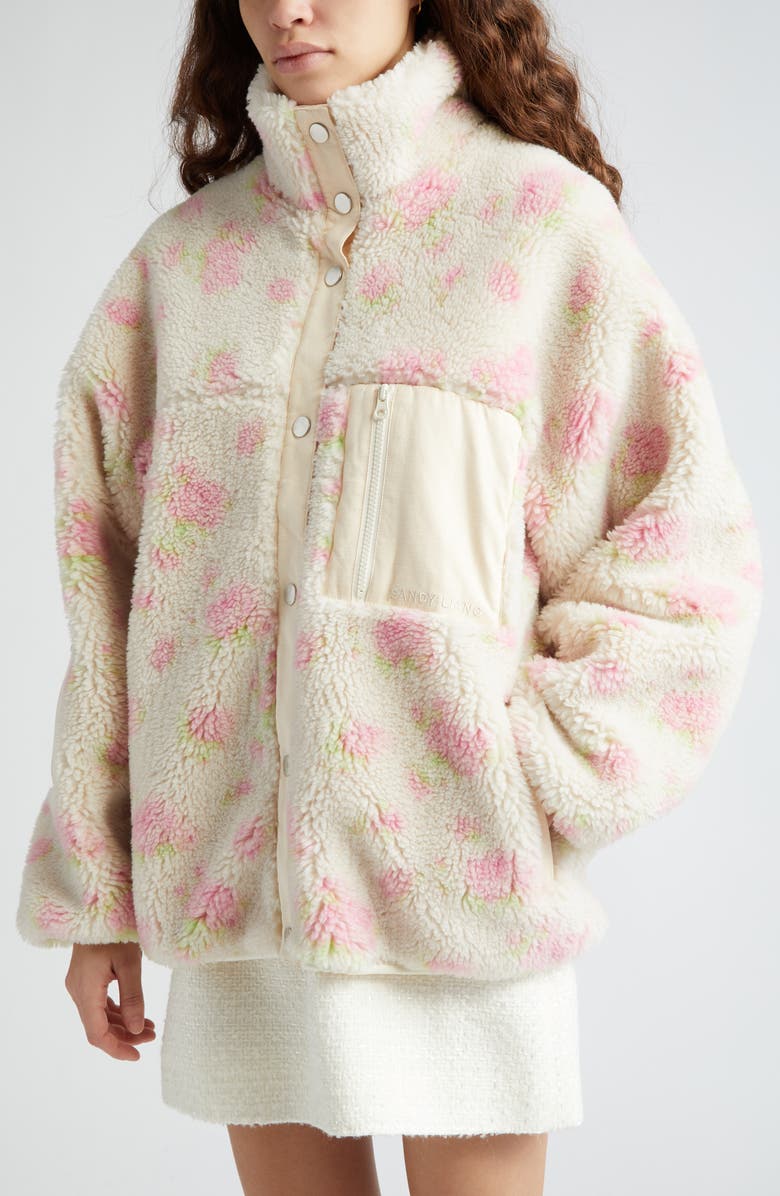 Sandy Liang Panda Floral Fleece Jacket, Alternate, color, 