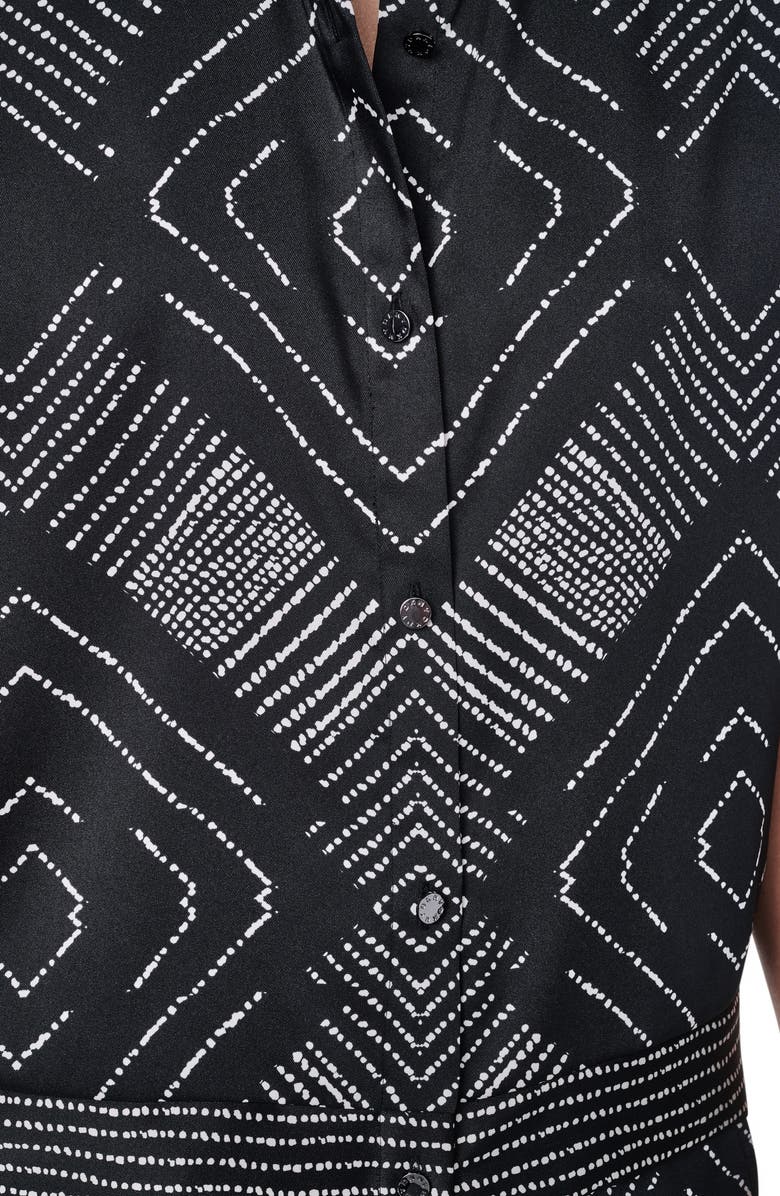 DKNY Scarf Print Button Front Shirt, Alternate, color, Geo Diamond Pointelle