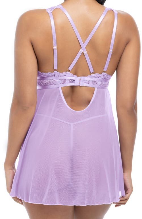 OH LA LA CHERI OH LA LA CHERI STASSI LACE & MESH BABYDOLL CHEMISE & G-STRING SET 