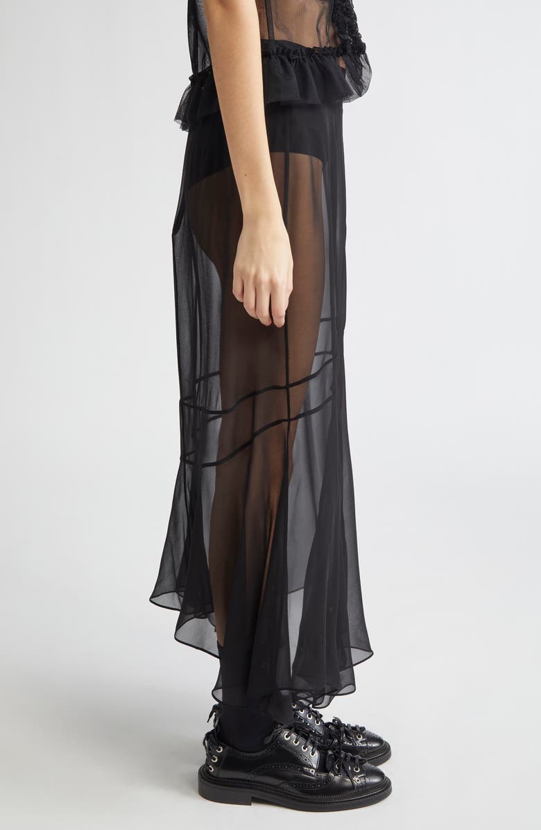 Simone Rocha Multiseam Sheer Silk Georgette Midi Skirt, Alternate, color,