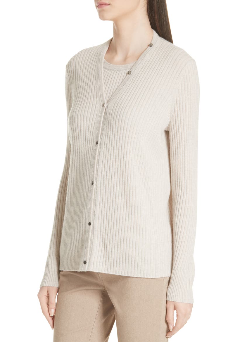 Ribbed Cashmere Cardigan (Nordstrom Exclusive), Alternate, color, OATMEAL MELANGE