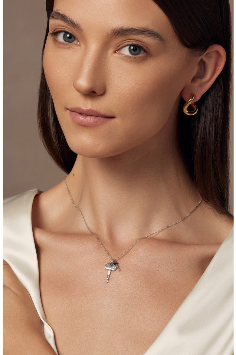 18k Gold Plated Sterling Silver Kailyn Double Key Pendant Necklace Gift Idea, Alternate, color, Silver