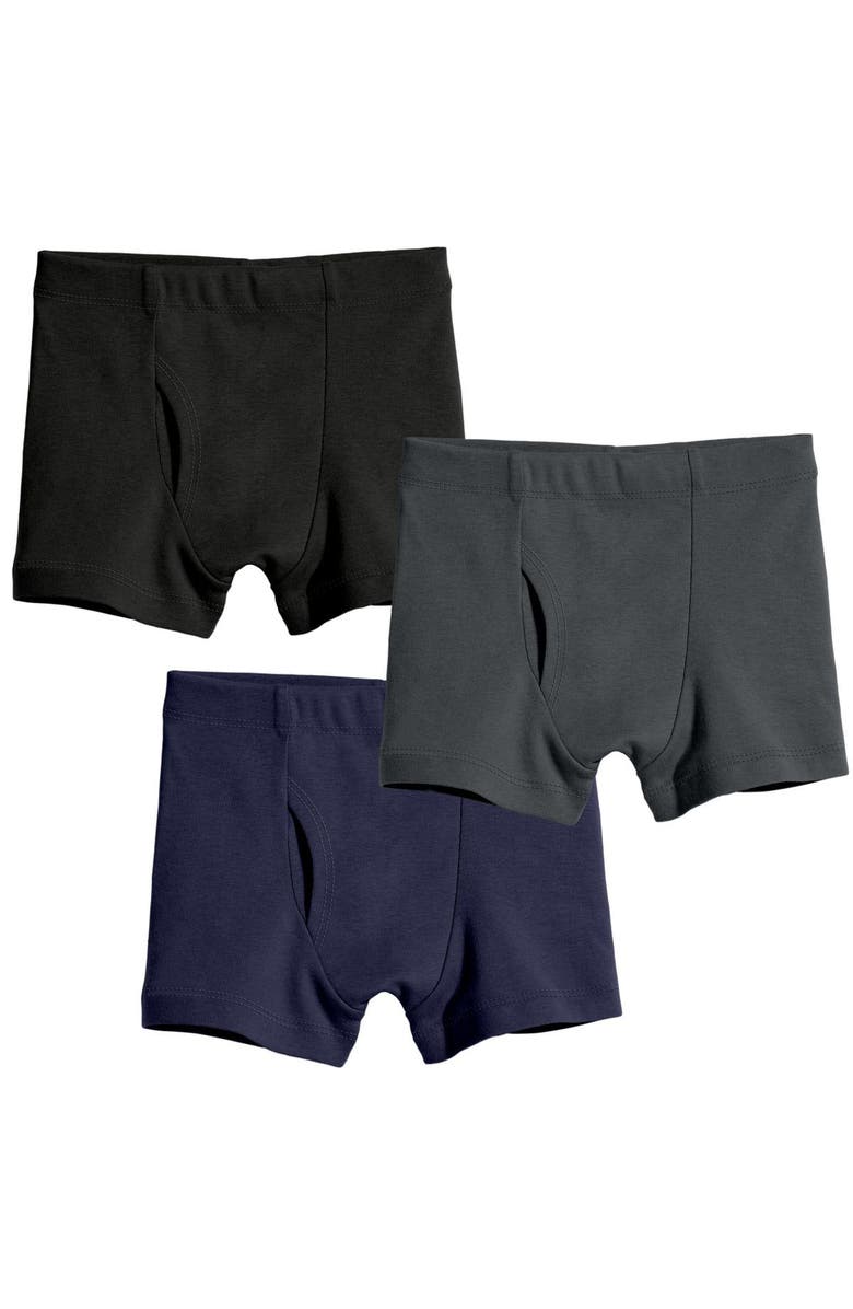 City Threads USA-Made Boys Super-Soft Organic 100% Cotton Boxer Briefs, Main, color, Black/Charcoal/Navy