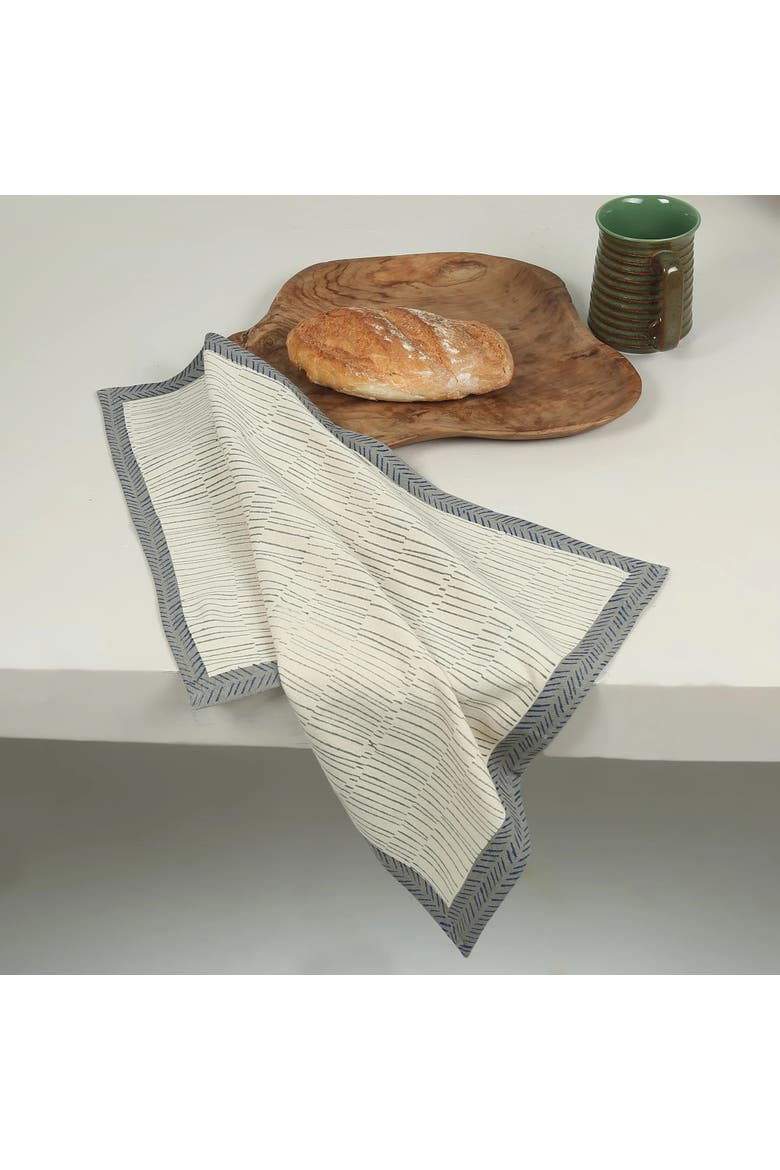 Tea Break Hand Block Printed Kitchen Towels - Set of 2, Alternate, color, Baule
