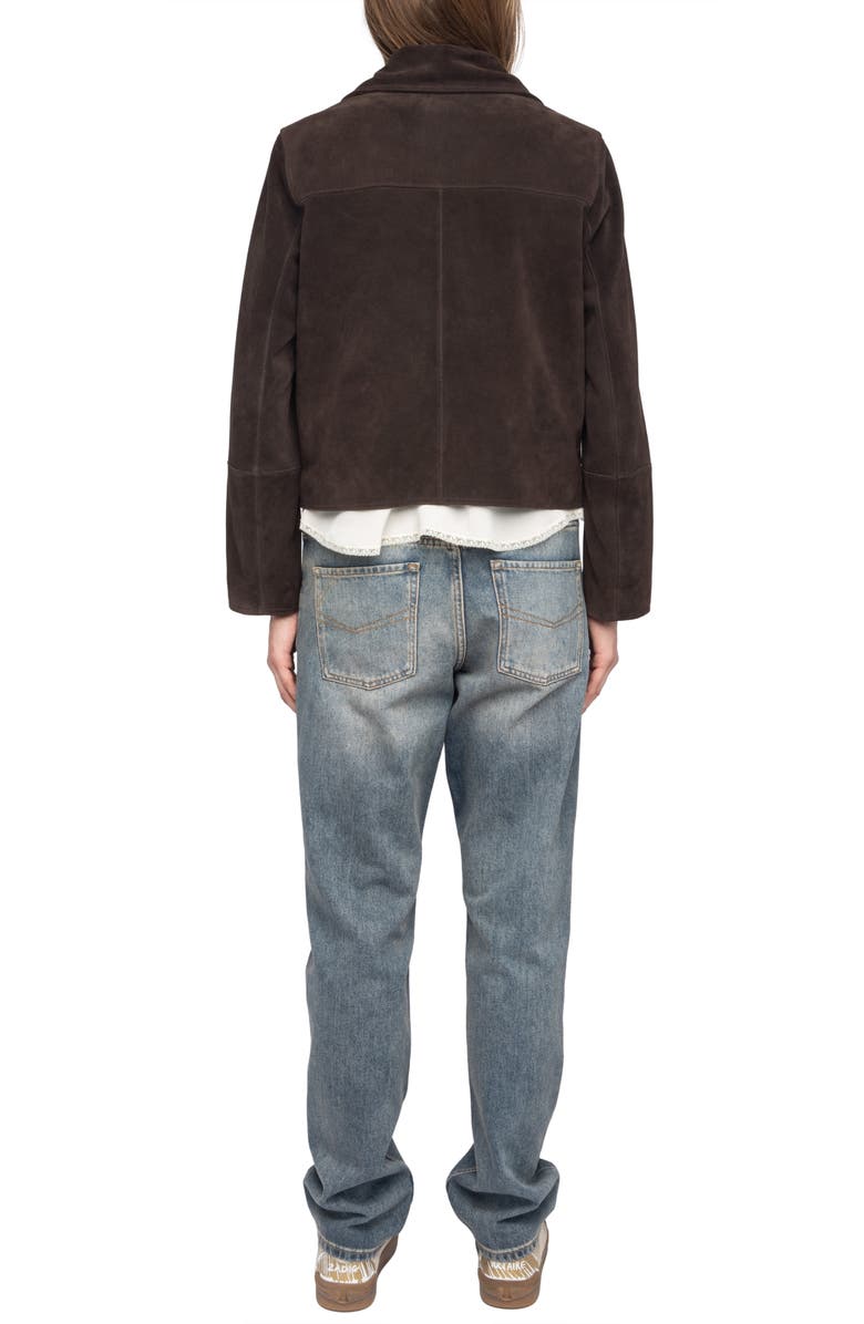 Zadig & Voltaire Lessa Suede Jacket, Alternate, color, Dark Chocolate