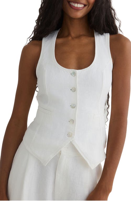 BELLA DAHL BELLA DAHL LINEN SCOOP NECK BUTTON-UP VEST 