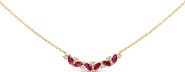 Haus of Brilliance 14K Yellow Gold Red Ruby and Diamond Trio Bar Line Necklace