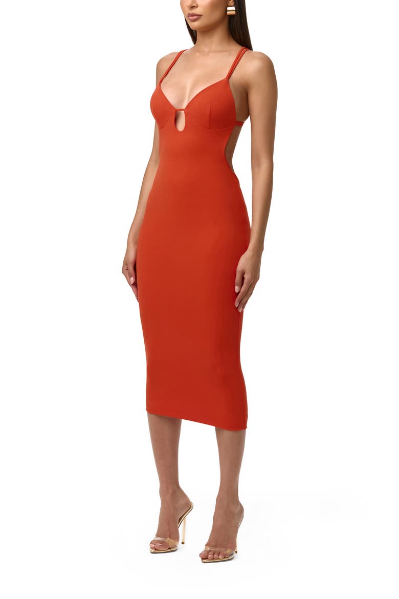 Sleeveless Crepe Midi Dress, Alternate, color, TANGERINE