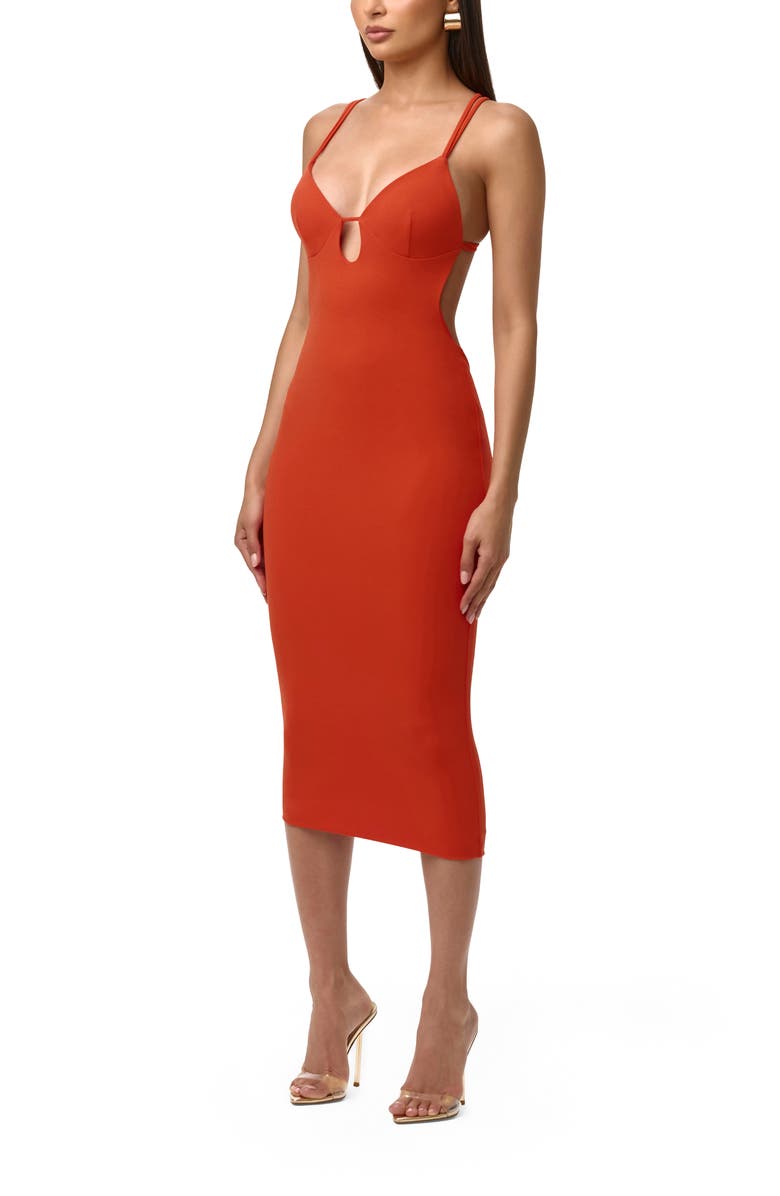 Naked Wardrobe Sleeveless Crepe Midi Dress, Alternate, color, Tangerine