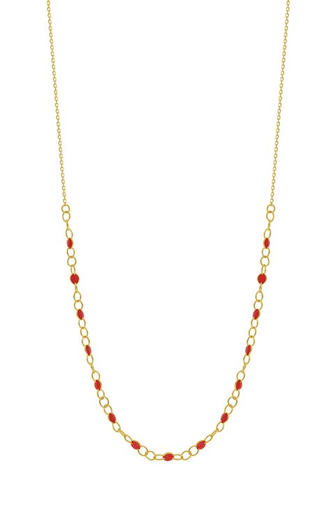 14K Gold Beaded Enamel Necklace (Nordstrom Exclusive)