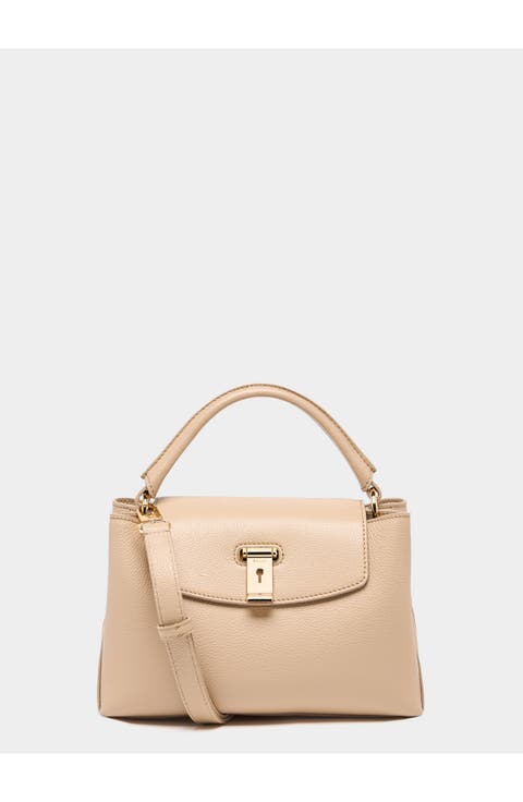 Lock Me Small Top Handle Bag In Grained Leather