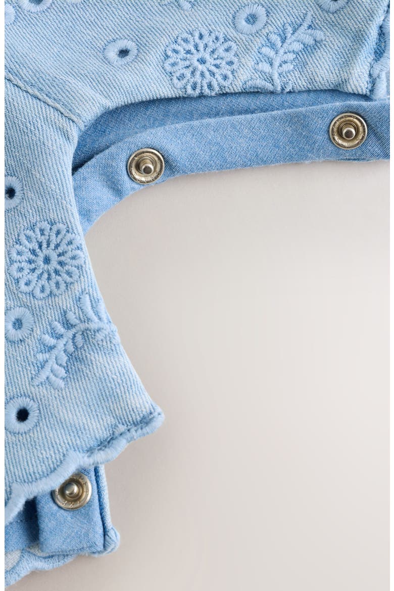 Pointelle T-Shirt & Eyelet Denim Overalls Set, Alternate, color, BLUE