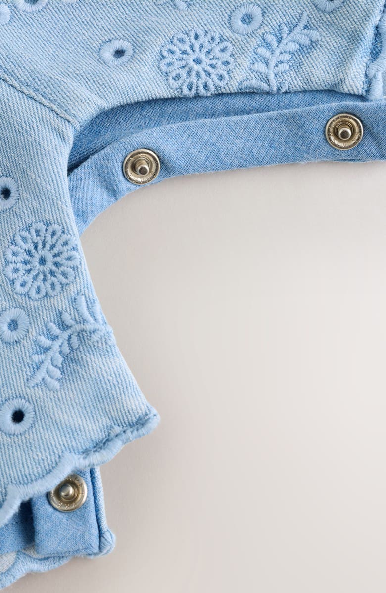 NEXT Pointelle T-Shirt & Eyelet Denim Overalls Set, Alternate, color, Blue