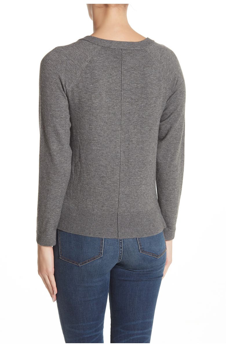 Bobeau V-Neck Exposed Seam Pullover Sweater, Alternate, color,