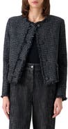 Akris punto Boxy Fringe Cotton Blend Tweed Jacket