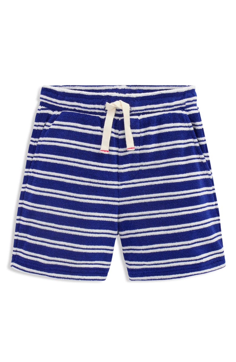 Mini Boden Kids' Terry Cloth Shorts, Main, color, Blue Stripe