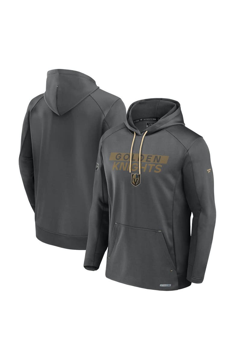 FANATICS Men's Fanatics Gray Vegas Golden Knights Authentic Pro Rink Fleece Pullover Hoodie, Main, color,