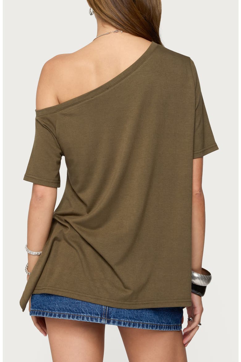 Josy Oversize Off the Shoulder Handkerchief Hem Top, Alternate, color, OLIVE