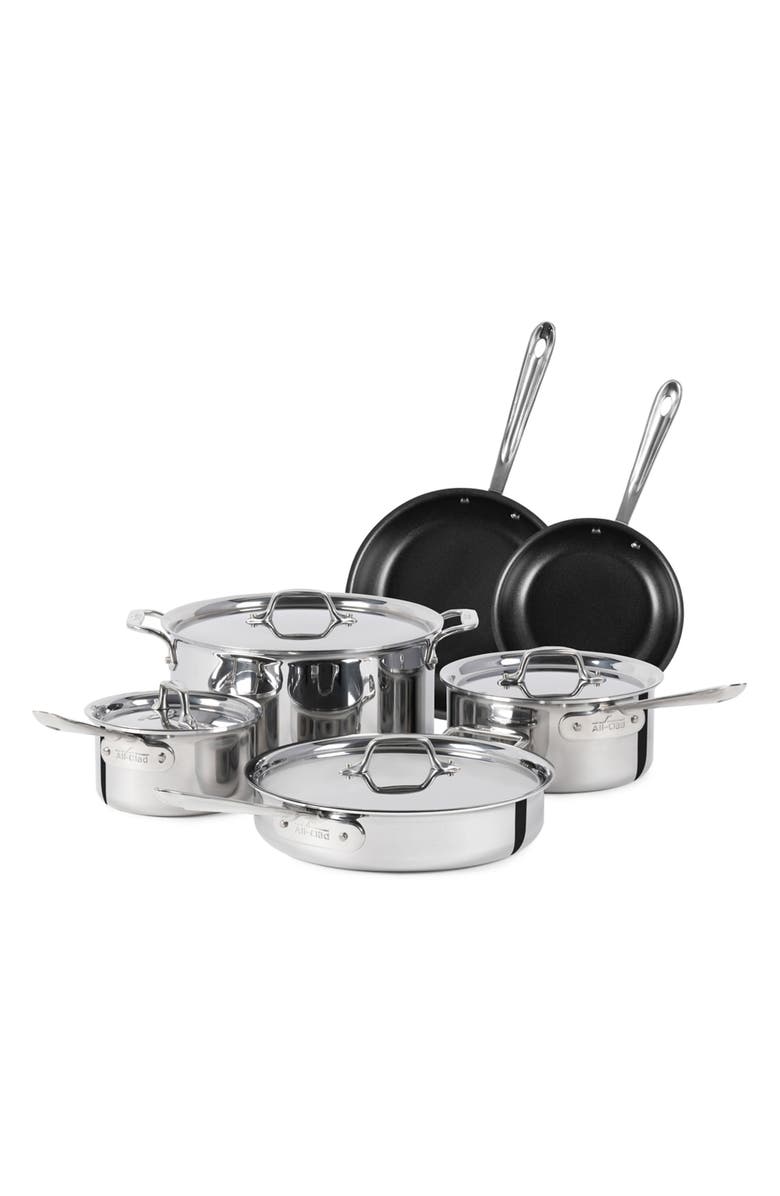 All-Clad D3 Pro 10-Piece Nonstick Cookware Set, Main, color, Silver