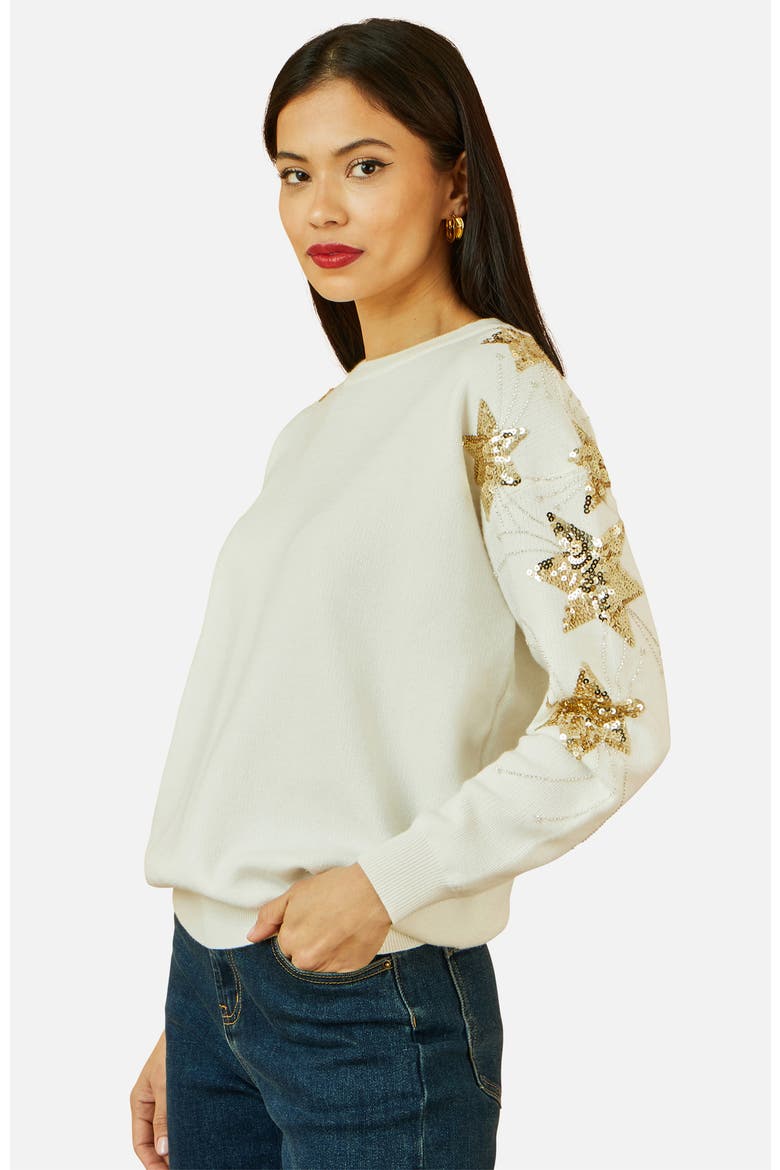 Sequin Star Sleeves Jumper, Alternate, color, White
