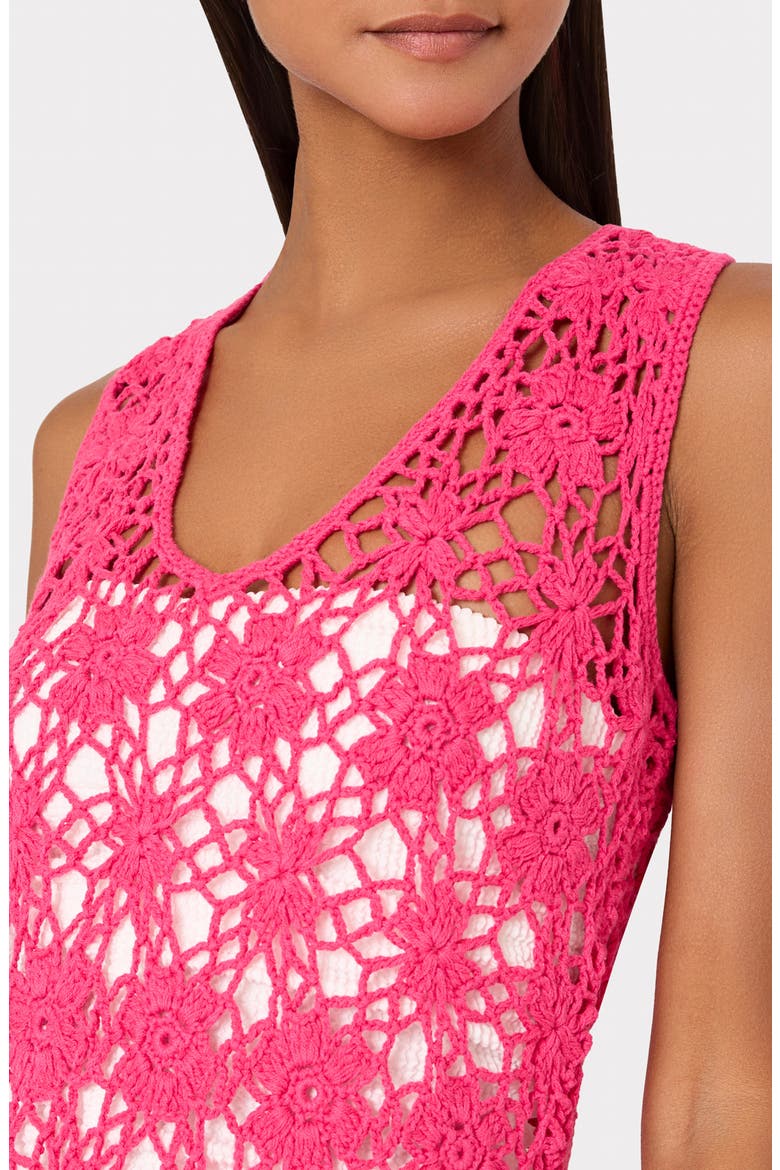 Crochet Midi Cover-Up Dress, Alternate, color, PINK