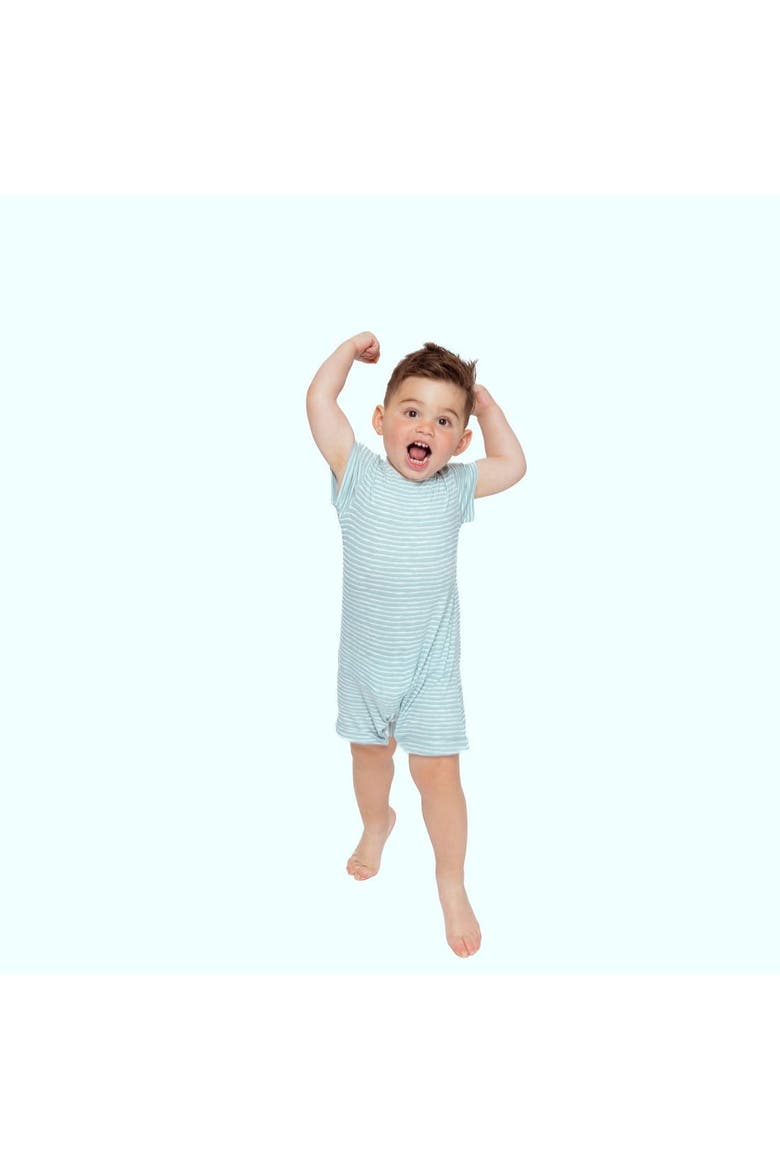 Baby Organic Romper, Alternate, color, Green Stripes