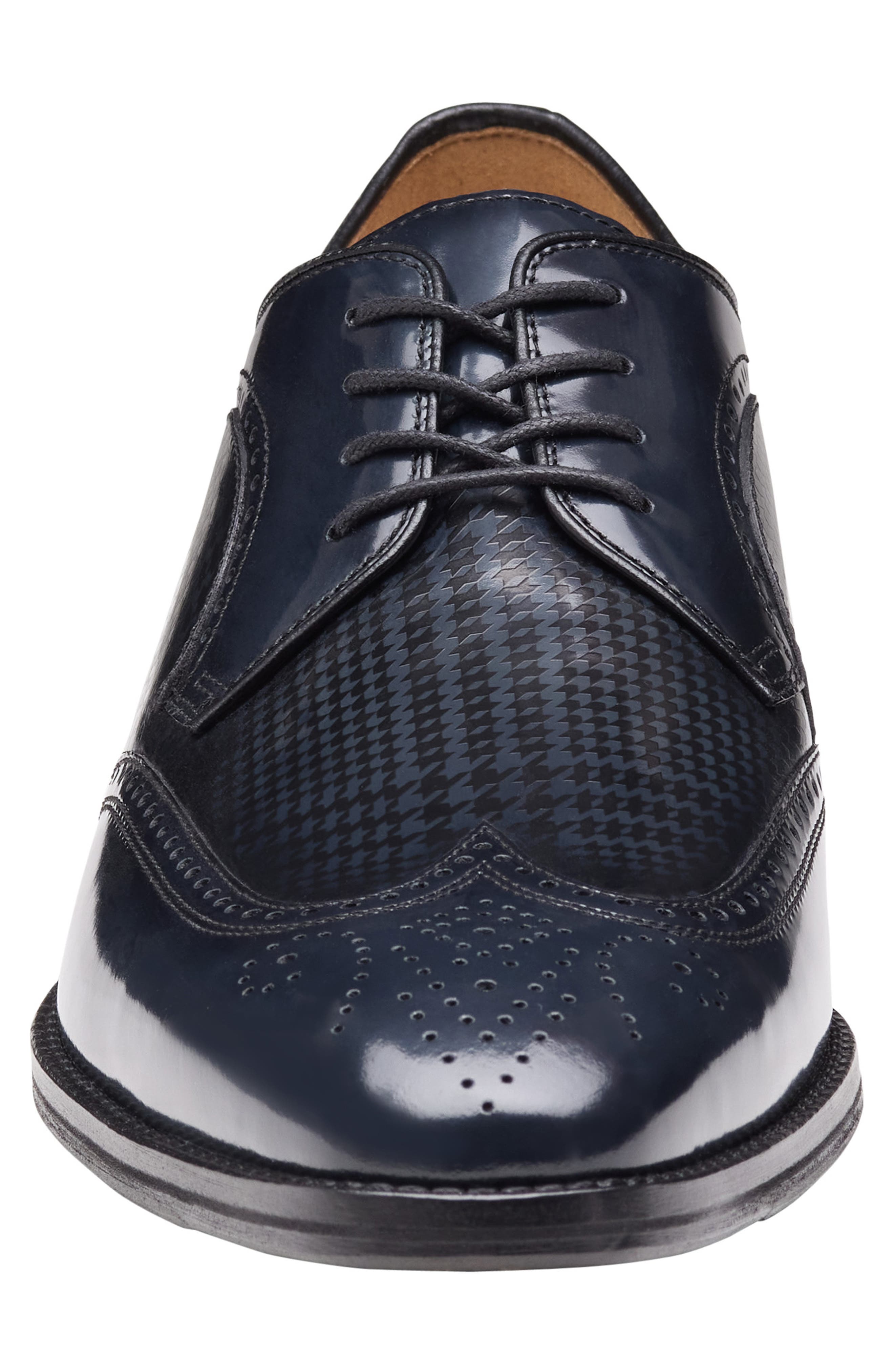 Johnston & Murphy Sullivan Wingtip Derby, Alternate, color, Black Brush-Off Houndstooth