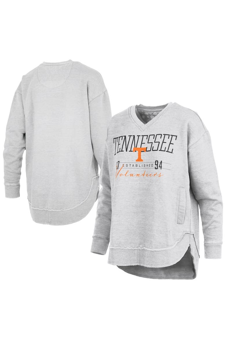 Women's Pressbox  Heather Gray Tennessee Volunteers Marcus East Hall Poncho V-Neck Sweatshirt, Main, color, Heather Gray