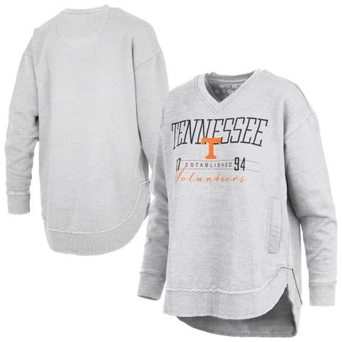 Women's Pressbox  Heather Gray Tennessee Volunteers Marcus East Hall Poncho V-Neck Sweatshirt