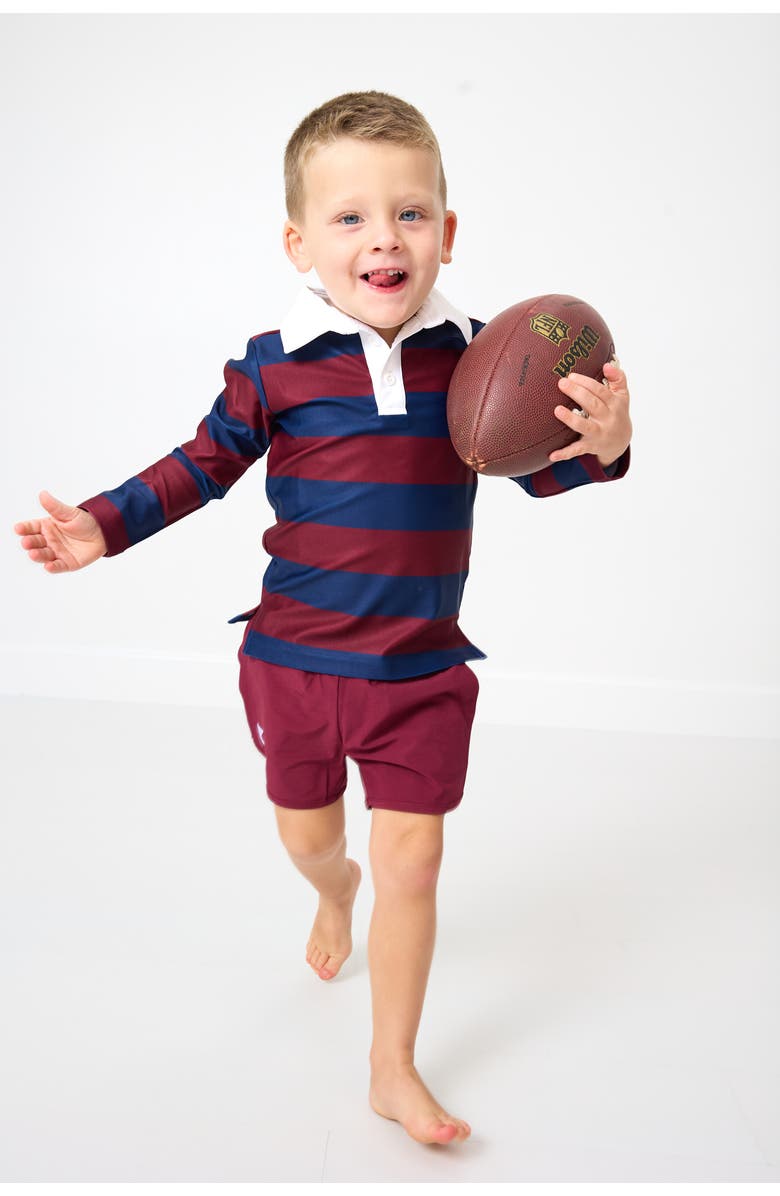 Courtside Kids Boys Long Sleeve Polo Shirt, Alternate, color, Navy Maroon Stripe