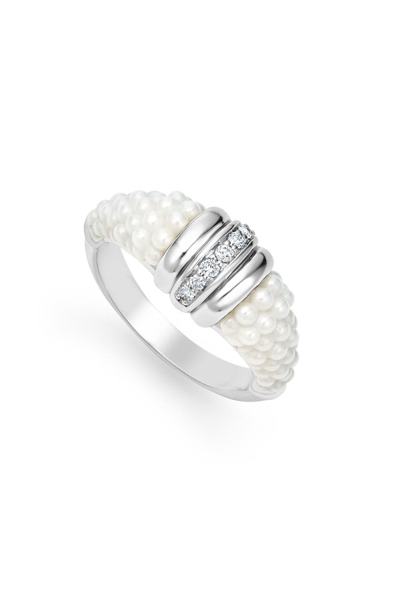 White Caviar Diamond Stacking Ring, Alternate, color, SILVER/ DIAMOND