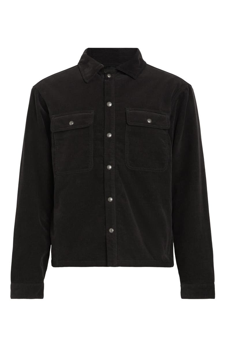 AllSaints Vega Organic Cotton Blend Corduroy Snap-Up Shirt Jacket, Alternate, color, 