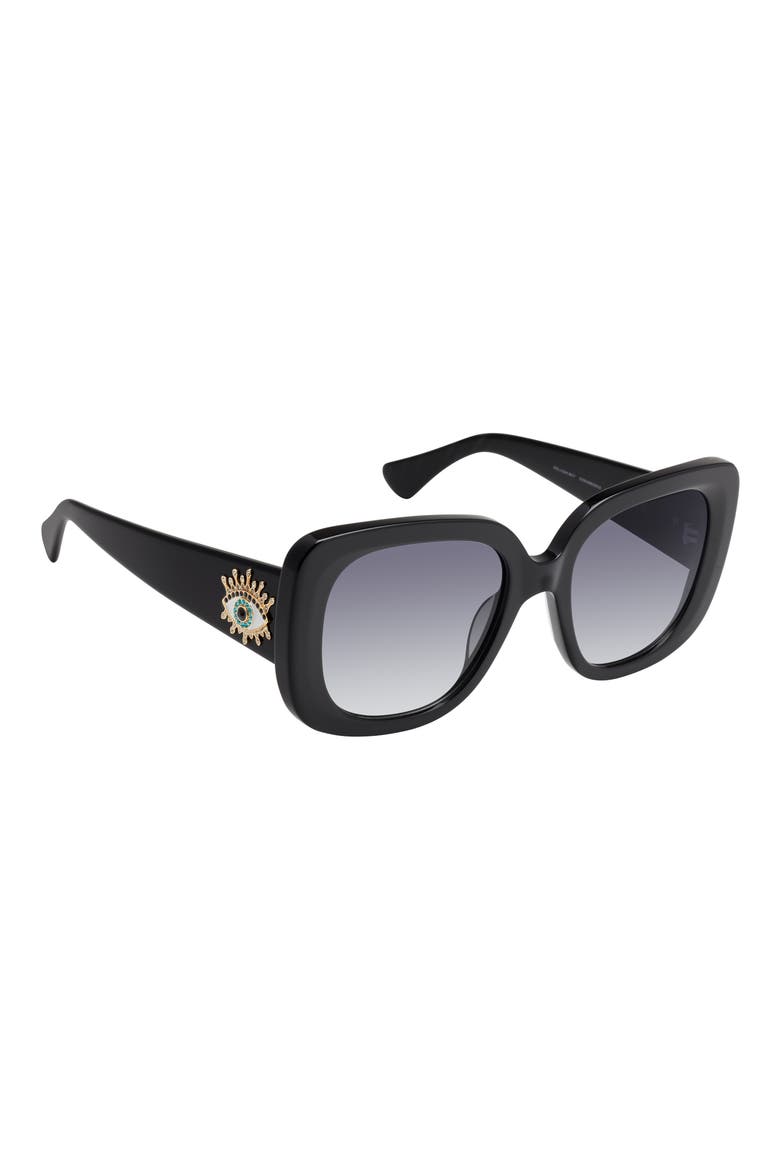 53mm Gradient Butterfly Sunglasses, Alternate, color, BLACK/ SMOKE GRADIENT